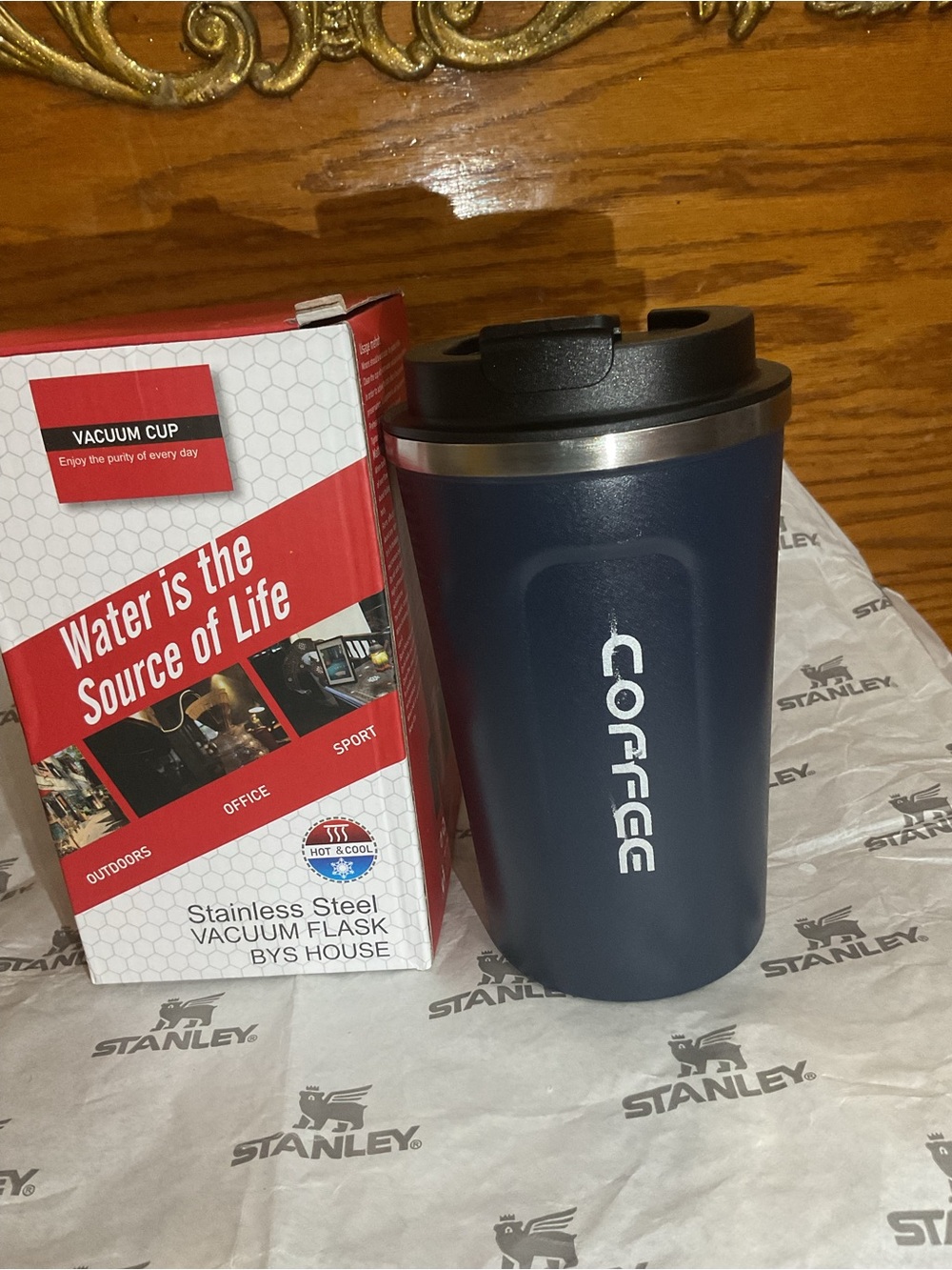 Insulated Navy Blue Travel Coffee Tumbler